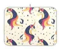 Star Unicorns - Tappetino scolapiatti a pelo lungo, per cucina, bancone e piano di lavoro, resistente al calore, 40,6 x 45,7 cm