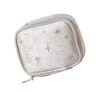 Star Velvets Makeup Bag Viaggio Toiletry con cerniera Grande Capacità Cosmetici per le Donne Makeup Bag, Beige, Bellezza di massa