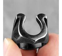 Star.W Anelli da Uomo Neri a Forma di U a Ferro di Cavallo con Anelli da Uomo Punk Hip Hop per Gioielli da Motociclista Fidanzato Maschio, Regalo di creatività all'Ingrosso