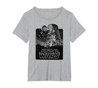 Star Wars A New Hope One Color Poster Maglietta, Donna Plus-Size, Grigio Melange, 2X