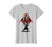 Star Wars Ahsoka Tano Jedi Hero Aurebesh Disney+ Maglietta, Donna, Argento, S