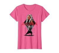 Star Wars Ahsoka Tano Jedi Hero Aurebesh Disney+ Maglietta, Donna, Rosa mélange, S