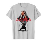 Star Wars Ahsoka Tano Jedi Hero Aurebesh Disney+ Maglietta, Uomo, Argento, S