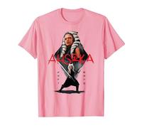 Star Wars Ahsoka Tano Jedi Hero Aurebesh Disney+ Maglietta, Uomo, Rosa, S