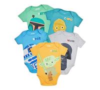 Star Wars Baby Boys' Bodysuit Multi Pack - Baby Yoda Set (Green/Blue/Orange, 0-3 Months)