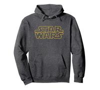 Star Wars Basic Logo Yellow Felpa con Cappuccio, Unisex per Adulti, Grigio Scuro, S