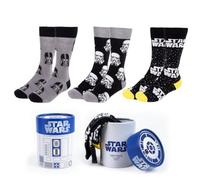 Star Wars - Calzini da uomo, taglia 36-45, diversi design, confezione regalo di alta qualità, Darth Vader, R2D2, divertenti calze per ragazzi, Nero , 38-45