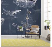 Star Wars Carta da Parati 399x279cm Completo Murale Gigante Blu Navy Camera Arte