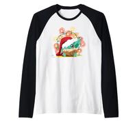 Star Wars Christmas Grogu in Santa Hat with Holiday Lights Maglia con Maniche Raglan