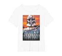 Star Wars Clone Wars Captain Rex Clone Troopers Maglietta, Donna Plus-Size, Bianco, 6X