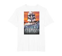 Star Wars Clone Wars Captain Rex Clone Troopers Maglietta, Uomo Taglie Grandi, Bianco, 6X Tall