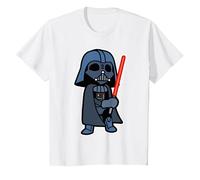 Star Wars Darth Vader Cartoon Vader with Saber Maglietta, Bambini, Bianco, 8 Anni
