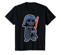 Star Wars Darth Vader Cartoon Vader with Saber Maglietta, Bambini, Nero, 4 Anni
