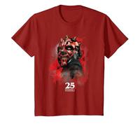 Star Wars Episode I 25th Anniversary Darth Maul Sith Rage Maglietta, Bambini, Mirtillo Rosso, 2 Anni