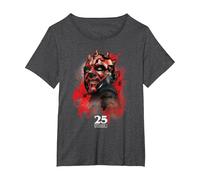 Star Wars Episode I 25th Anniversary Darth Maul Sith Rage Maglietta, Donna Plus-Size, Grigio Scuro, 2X