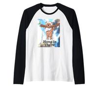 Star Wars Hang in There Cute Ewok Hanging from Branch Maglia con Maniche Raglan