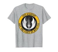 Star Wars Jedi Academy Yellow Logo May The Force Be with You Maglietta, Uomo, Grigio Melange, 6XL