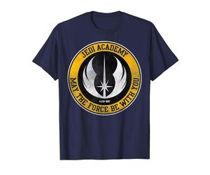 Star Wars Jedi Academy Yellow Logo May The Force Be with You Maglietta, Uomo, Navy, 6XL