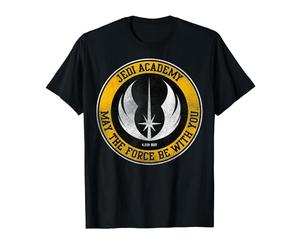 Star Wars Jedi Academy Yellow Logo May The Force Be with You Maglietta, Uomo, Nero, 6XL