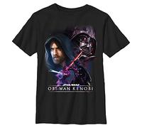 STAR WARS Kids OBI Wan Big Face Off Boys Short Sleeve Tee Shirt, Black, Small
