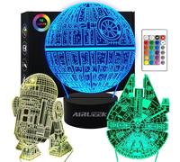 Star Wars Lampada 3D Luce Notturna Bambini LED Illusione Ottica Lampade-16 colori dimmerabili & 3 modelli & 1 base & 1 telecomando-Regali di StarWars per Uomo Ragazzo Bambini