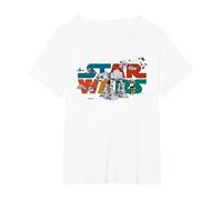Star Wars Logo Cute Galactic Battles Maglietta, Donna Plus-Size, Bianco, 4X