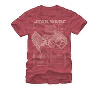 STAR WARS Maglietta da Uomo Tie Fighter, Rosso Erica, L