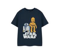 Star Wars Maglietta Grafica Blu da Ragazzo | T-Shirt a Maniche Corte R2-D2 e C-3PO | Abbigliamento droidi per Bambini | Merce cinematografica con Licenza Ufficiale