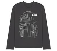 Star Wars Maglietta Unisex a Maniche Lunghe Star Wars R2d2 Outline Unisex, Carbone, M