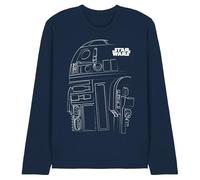 Star Wars Maglietta Unisex R2d2 Outline a Maniche Lunghe Unisex, Marina Militare, M