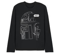 Star Wars Maglietta Unisex Star Wars R2d2 Outline a Maniche Lunghe Unisex, Nero, S