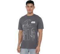 Star Wars Maglietta Unisex Star Wars R2d2 Outline Unisex, Carbone, 4XL