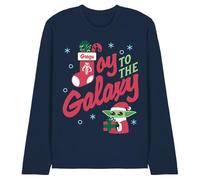 Star Wars Maglietta Unisex The Mandalorian Grogu Christmas Joy to The Galaxy, a Maniche Lunghe, Unisex, Marina Militare, M