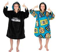 Star Wars Mandalorian - Felpa con Cappuccio Oversize Coperta con Cappuccio Reversibile per Bambini Super Morbida Pile Double-Face Regalo per Ragazzi Taglia Unica - Nero/Blu