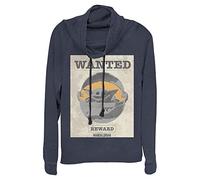 STAR WARS Mandalorian Wanted - Maglia a maniche lunghe con collo ad anello, da donna, Blu navy, X-Small