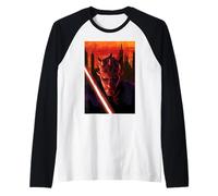 Star Wars Maul Shadow Lord Sith Lord in Front of Cityscape Maglia con Maniche Raglan