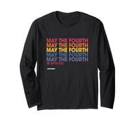 Star Wars May The Fourth Be With You Stacked Colors Vintage Maglia a Manica