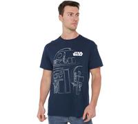 Star Wars Mens R2D2 Outline T Shirt, Blue (Navy), XL UK