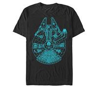 Star Wars Millenium Falcon Blueprint Uomo T-Shirt Nero 100% Cotone Regular