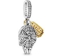 Star Wars Millenium Falcon Charm in argento 925 compatibile con ciondoli Pandora, Trollbeads, Chamilia, Biagi e molti altri braccialetti del Regno Unito., Metallo