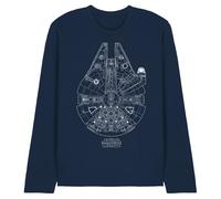 Star Wars Millenium Lines, Maglietta a Maniche Lunghe Unisex, Blu Navy, M