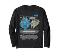 Star Wars Millennium Falcon YT-1300 Schematic Blueprint Maglia a Manica