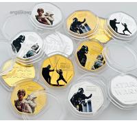 Star Wars Oro E Argento 50p Forma Commemorativa Monete Il Empire Strikes Dietro