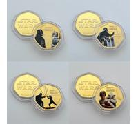 Star Wars Oro E Argento 50p Forma Commemorativa Monete Il Empire Strikes Dietro