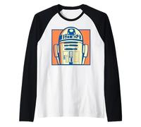 Star Wars Pop Art Style R2-D2 Boxed Close Up Portrait Maglia con Maniche Raglan