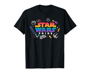 Star Wars Pride Rainbow Logo with Galactic Doodles Maglietta