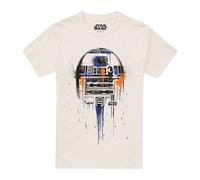 Star Wars R2d2 Paint Drip T Shirt, Natural, Unisex-Adulto