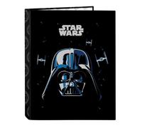 STAR WARS REBELLION - Cartella con 4 anelli, ideale per bambini di diverse età, comoda e versatile, qualità e resistenza, 26,5 x 33 cm, Nero, M, Casual