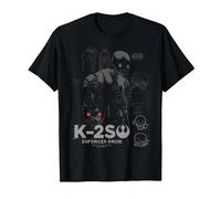 Star Wars Rogue One K-2SO Schematic DetailPrint T-Shirt Maglietta, Uomo, Nero, L