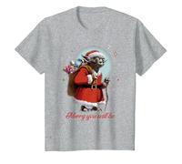 Star Wars Santa Yoda Merry You Will Be Maglietta, Bambini, Grigio Melange, 2 Anni
